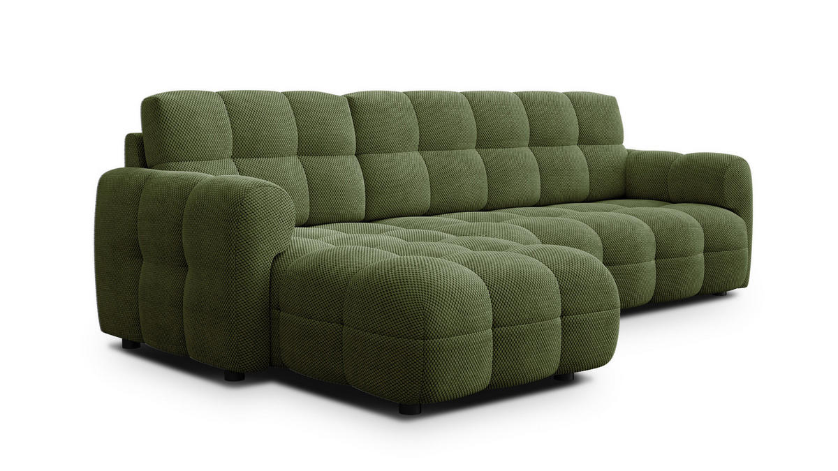 ECKSOFA MELLOW 4-Sitzer, olive - Schwarz/Grün, Holz/Textil (262/156cm) - Courtois Laville