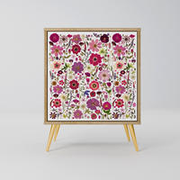 SIDEBOARD PETAL GARDEN, Eichefarben, 57,5x42x75,5 cm, Goldfarbene Metallfüße - Eichefarben/Goldfarben, Holzwerkstoff/Metall (57.5/75.5/42cm) - SpaceRebels