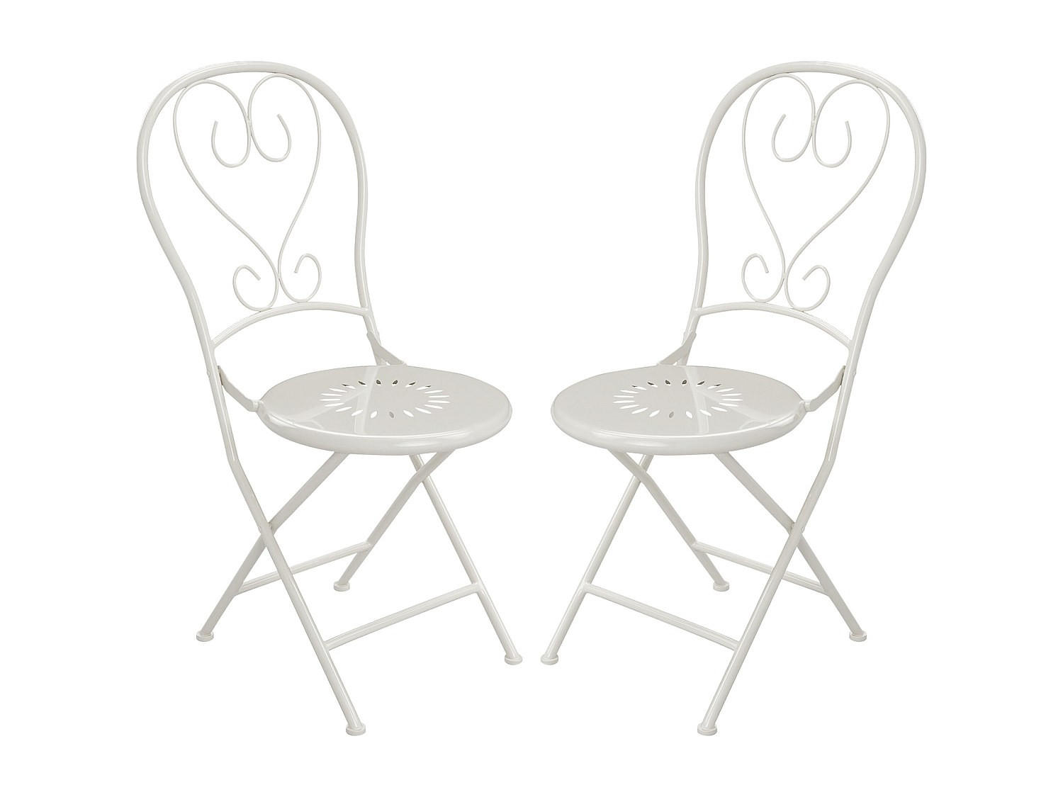 GARTENSTUHL - 41cm x 45cm - Stahl - weiß - GUERMANTES - Weiß, Metall (41/90/45cm) - Vente-Unique