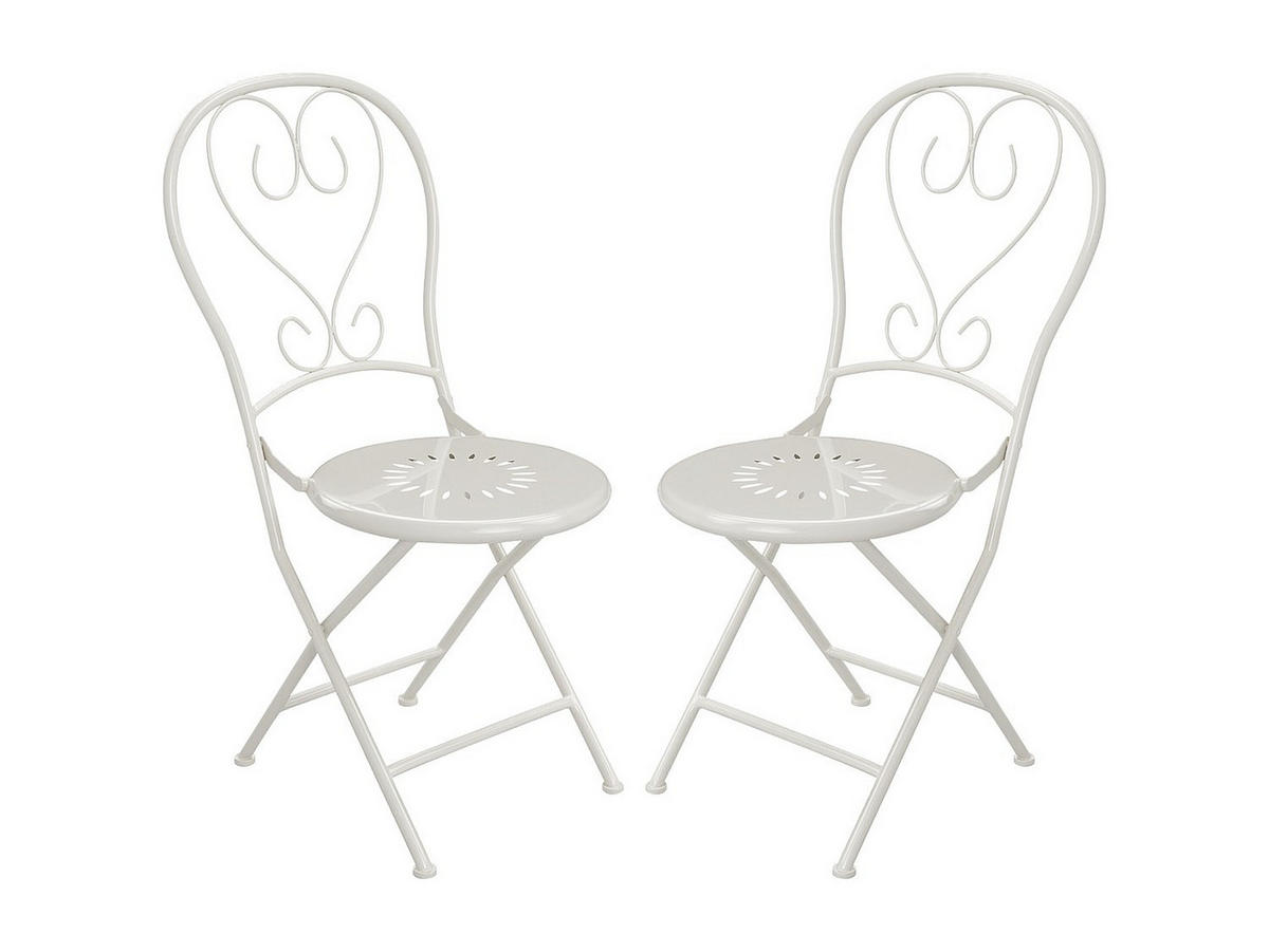 GARTENSTUHL - 41cm x 45cm - Stahl - weiß - GUERMANTES - Weiß, Metall (41/90/45cm) - Vente-Unique