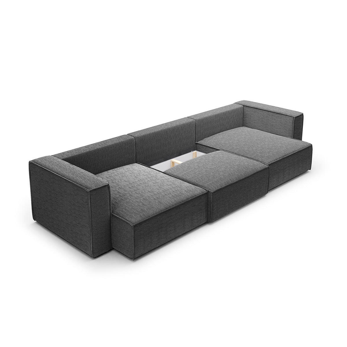 PANORAMASOFA Jimmy 5 Sitzplätze Grau - Grau, Holz (348/77/148cm) - Petits-meubles