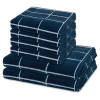 FROTTIERSET Sensual Skin Karo 6-teilig - Dunkelblau, Textil (50/100cm) - Ross