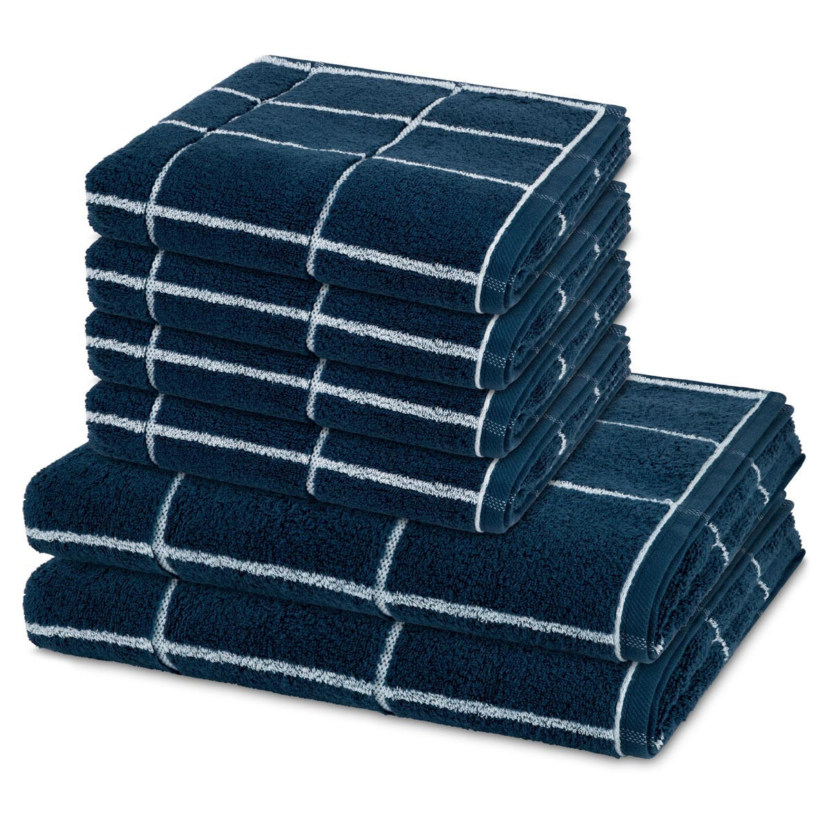 FROTTIERSET Sensual Skin Karo 6-teilig - Dunkelblau, Textil (50/100cm) - Ross