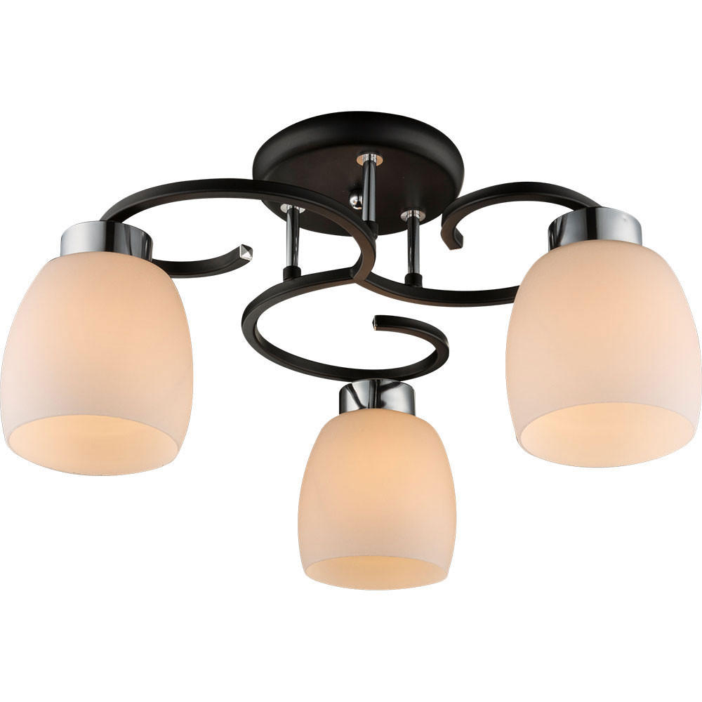 DECKENLEUCHTE Metall Schwarz Glas Opal Weiß - Schwarz, Glas (48/48/25cm) - Globo Lighting