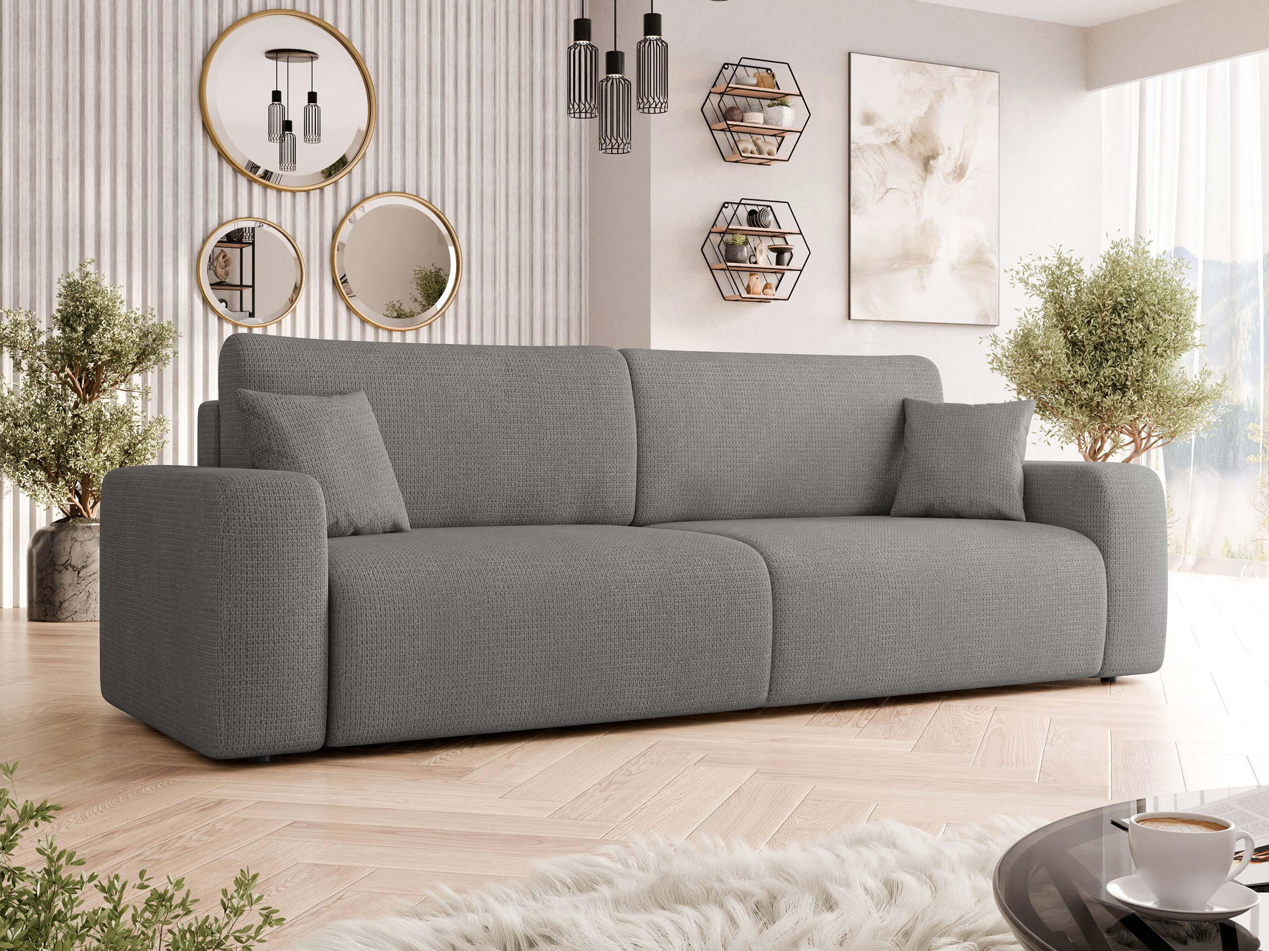 SCHLAFSOFA Piano - Schwarz/Grau, Holz/Kunststoff (245/82/92cm) - MIRJAN24