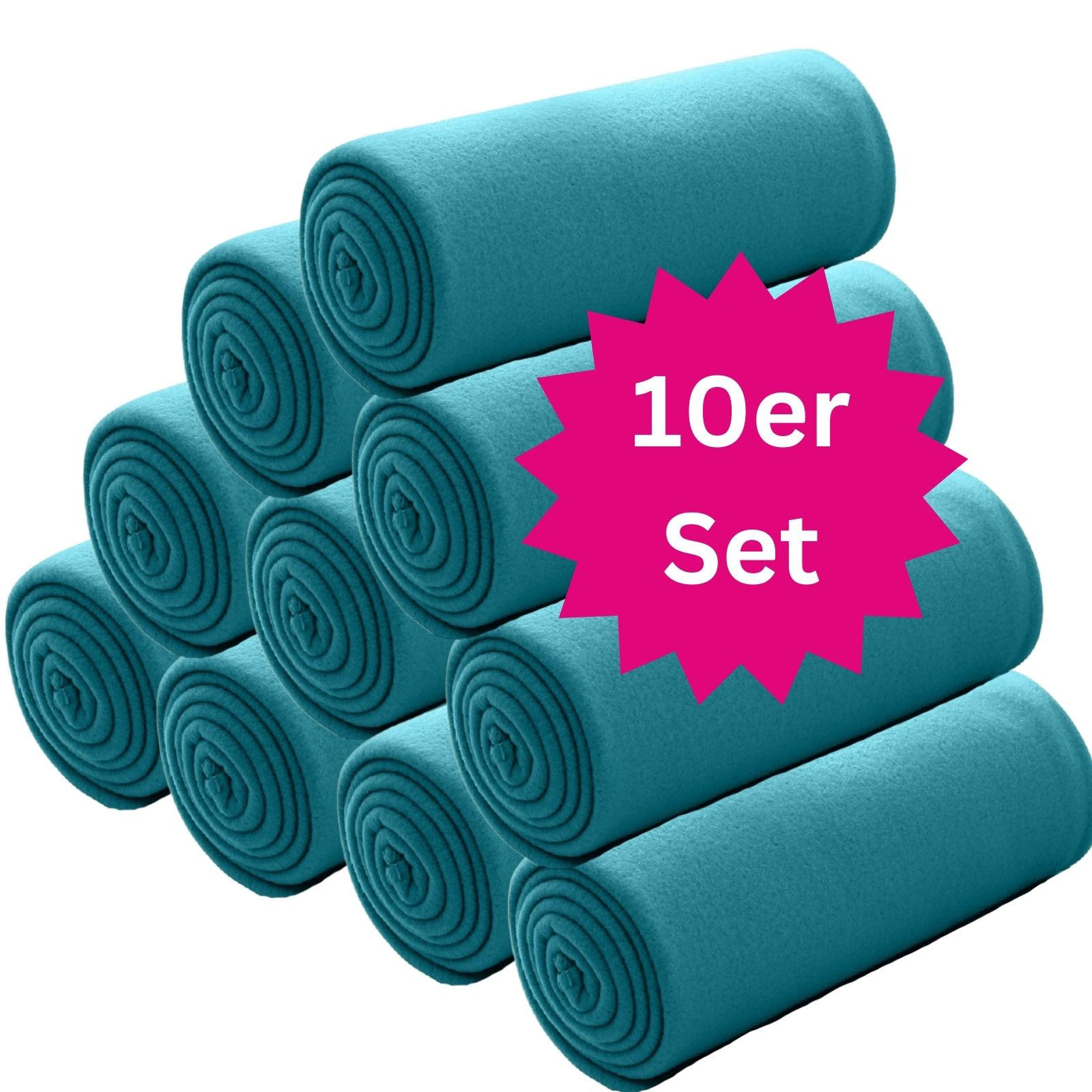 FLEECEDECKE 10er Set türkis 130/160 cm Kettelrand Anti-Pilling - Türkis, Textil (130/160cm) - wometo