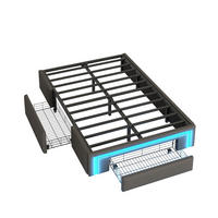 BETT mit Schubladen und LED 90X200 CM - Grau, Holzwerkstoff/Textil - Urban Meuble