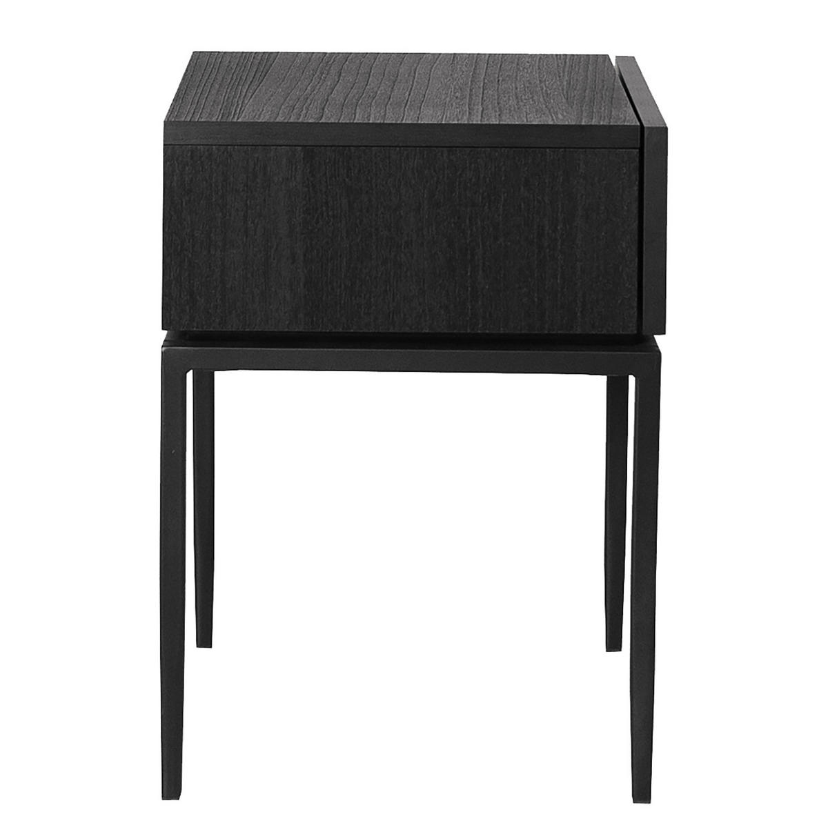 NACHTKOMMODE - Echtholzfurnier / Eisen - Schwarz, Holzwerkstoff (45/55/40cm) - home24