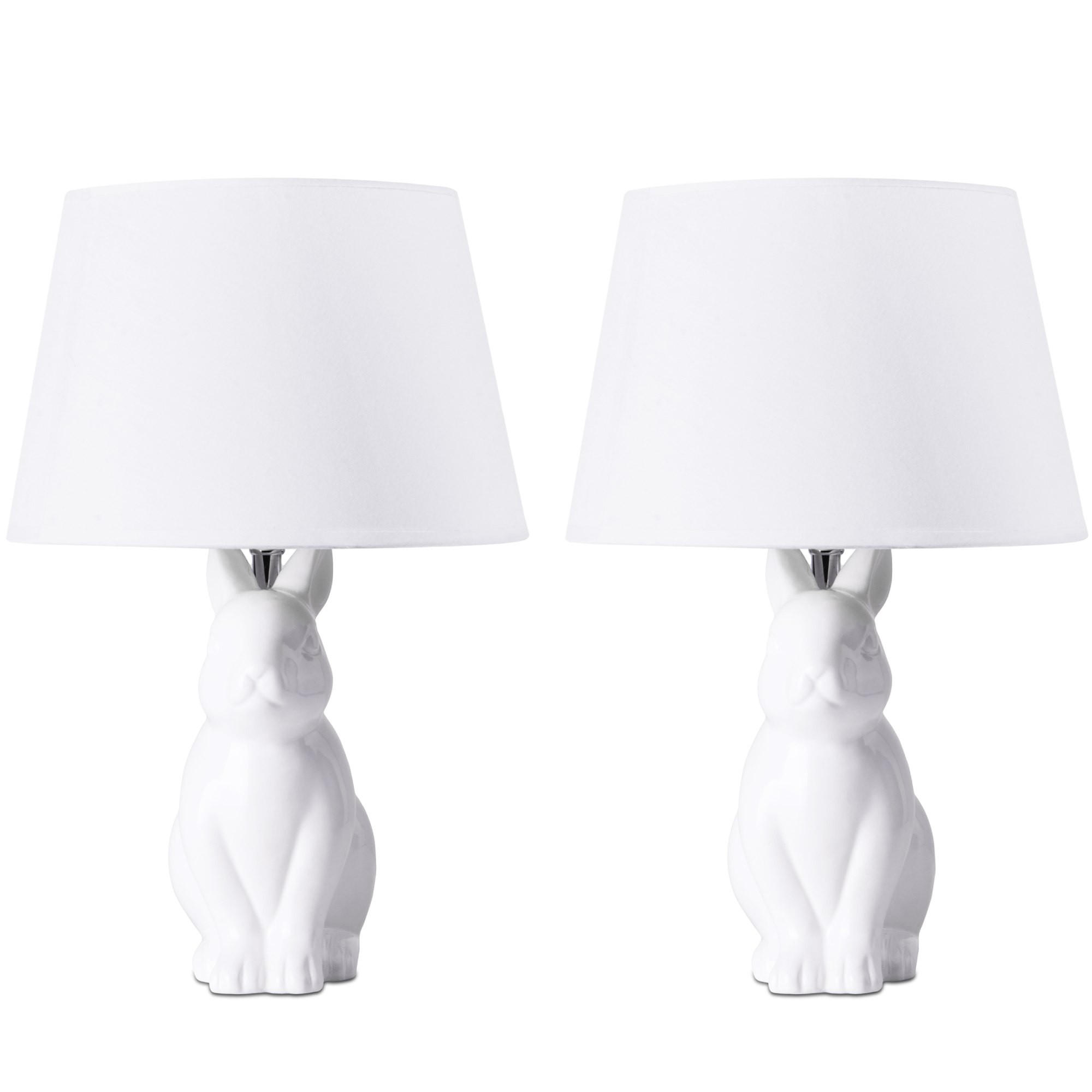 TISCHLAMPE LEPUS 2-er Set, Weiß - Weiß, Keramik/Textil (25/25/37cm) - KONSIMO®