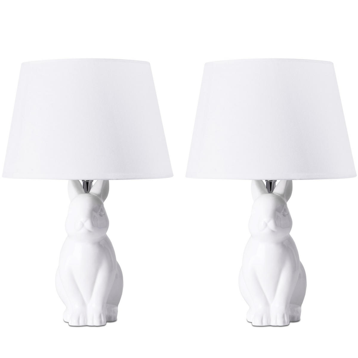 TISCHLAMPE LEPUS 2-er Set, Weiß - Weiß, Keramik/Textil (25/25/37cm) - KONSIMO®