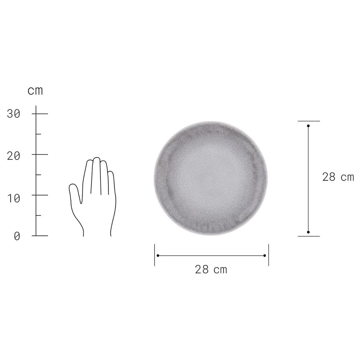 GESCHIRR-SET (12-teilig) Atlantis - Weiß/Grau, Keramik (28/3/28cm) - Butlers
