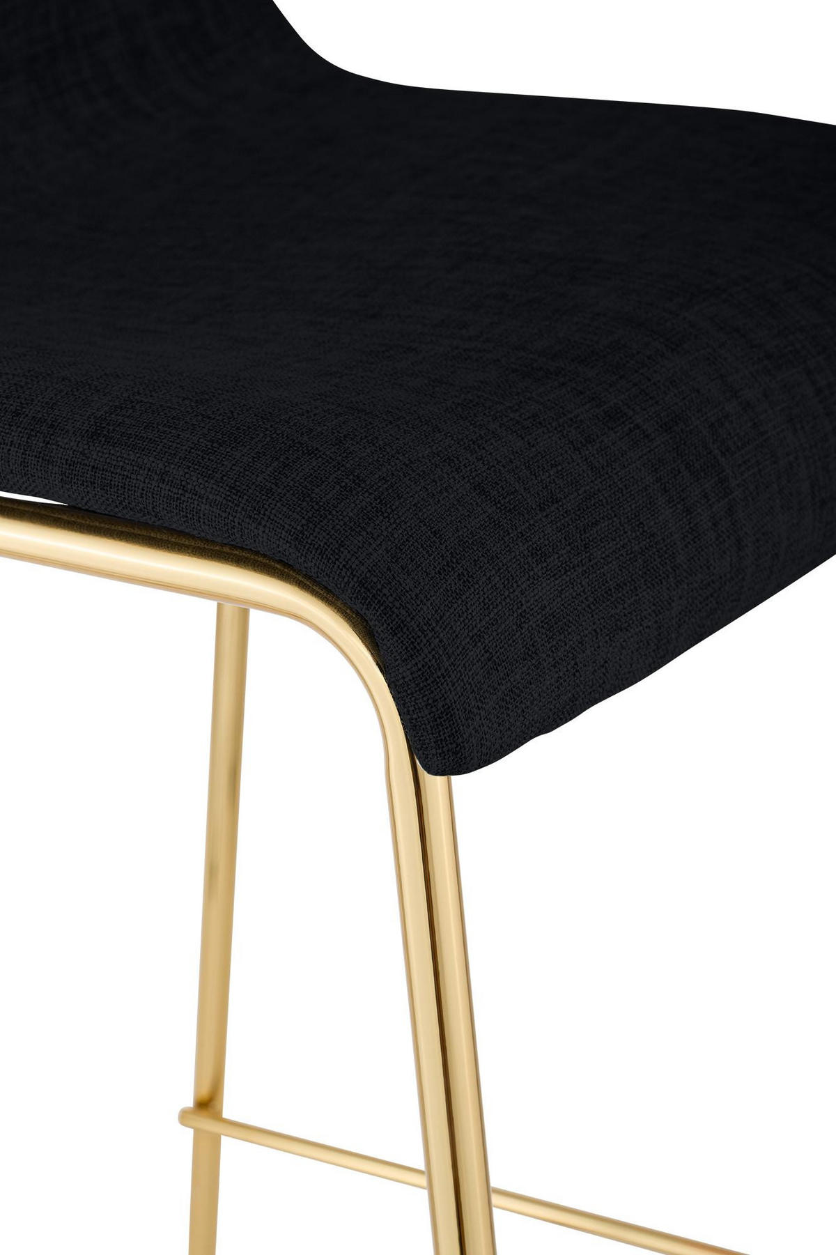 BARHOCKER Stoff Schwarz - Goldfarben/Schwarz, Textil/Metall (43/100/48cm) - CLP