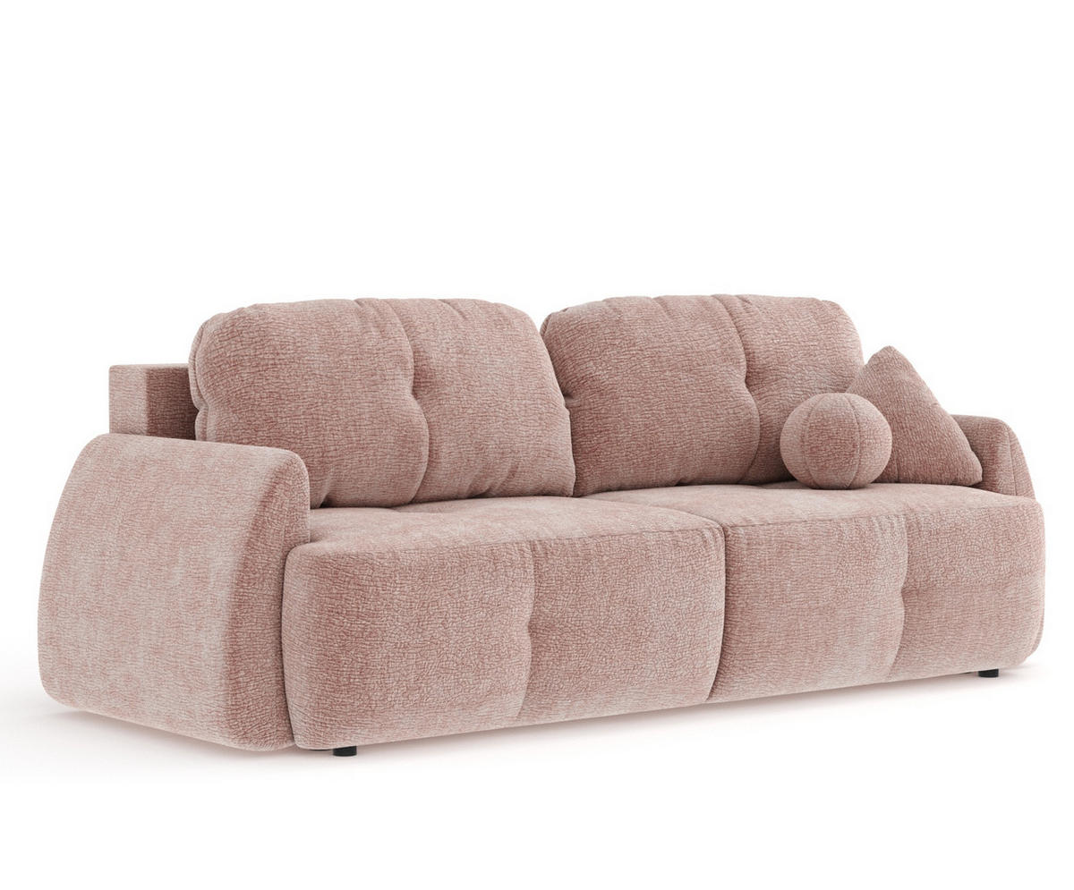 SCHLAFSOFA Loca Rosa Chenille - Schwarz/Rosa, Holz/Holzwerkstoff (248/92/103cm) - Maison de Reve