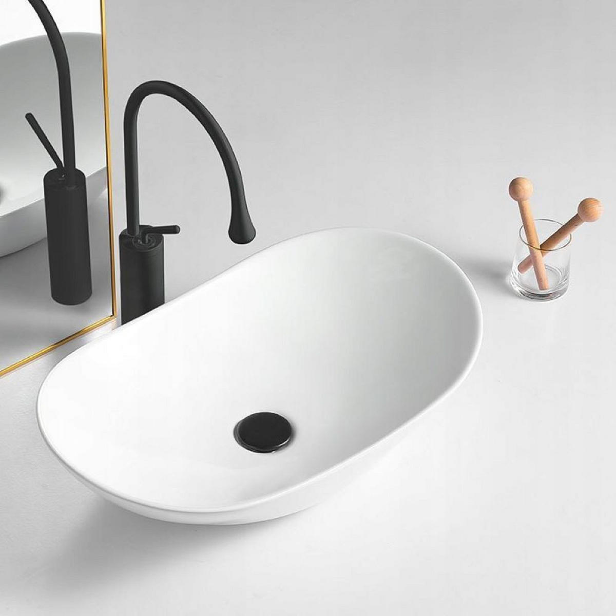 WASCHBECKEN, weiß 60.5/36/15 cm - Weiß, Holzwerkstoff (60.5/15/36cm) - Rebiko