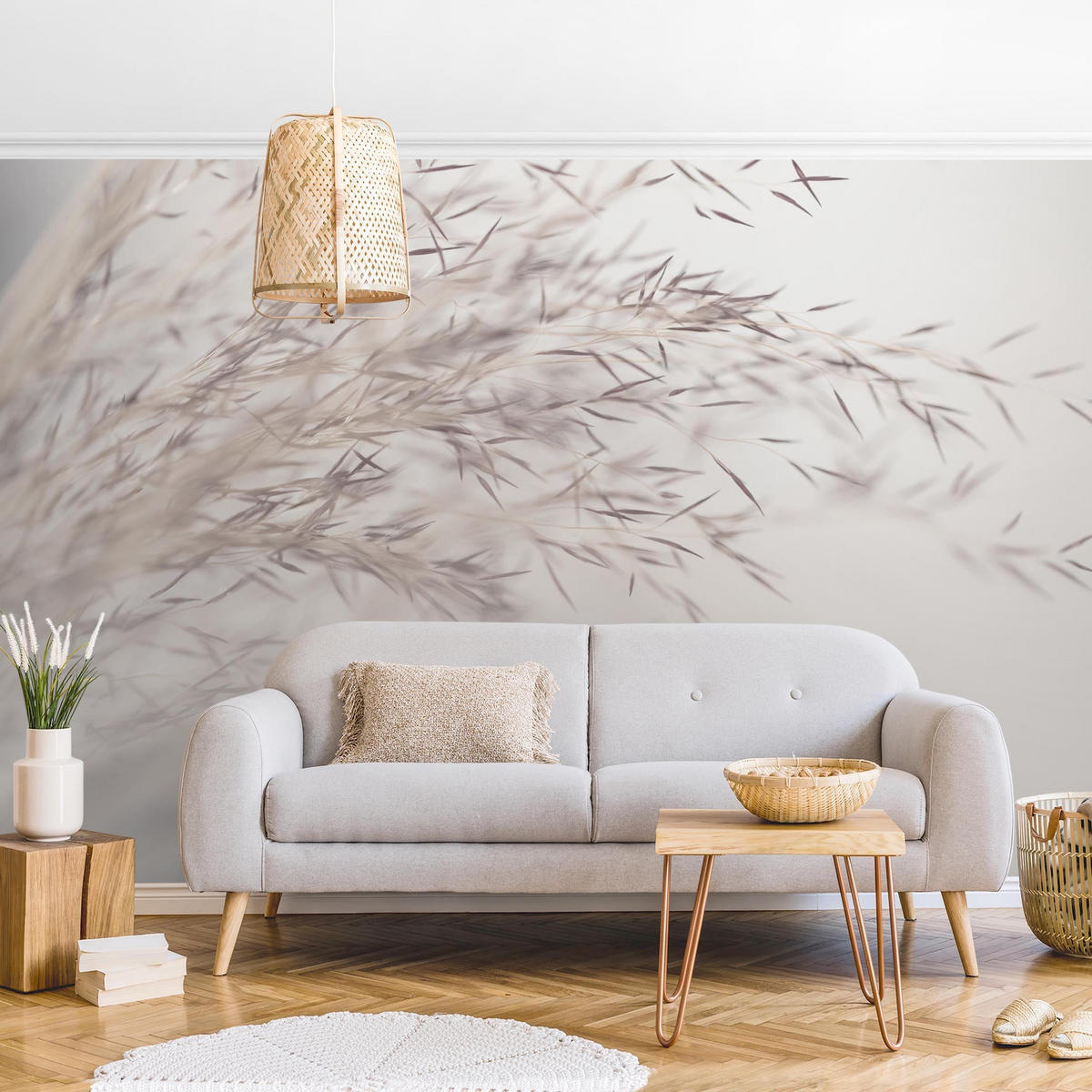 FOTOTAPETE Wiesengras Close Up 288/190 cm - Eichefarben, Papier (288/190cm) - Bilderwelten