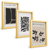 BILDER SET 3er Set - 20x30 cm Goldrahmen - Abstrakte Pflanzenmuster - Goldfarben, Kunststoff (20/30cm) - TULUP