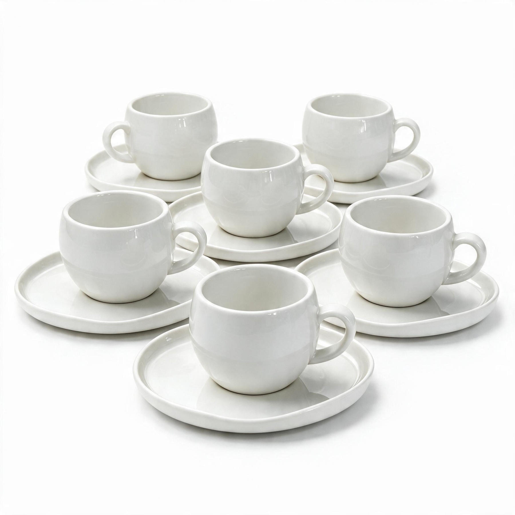 KAFFEETASSEN SET AURA Set weiss 12 tlg. - Weiß, Keramik (38/10/38cm) - Mulex