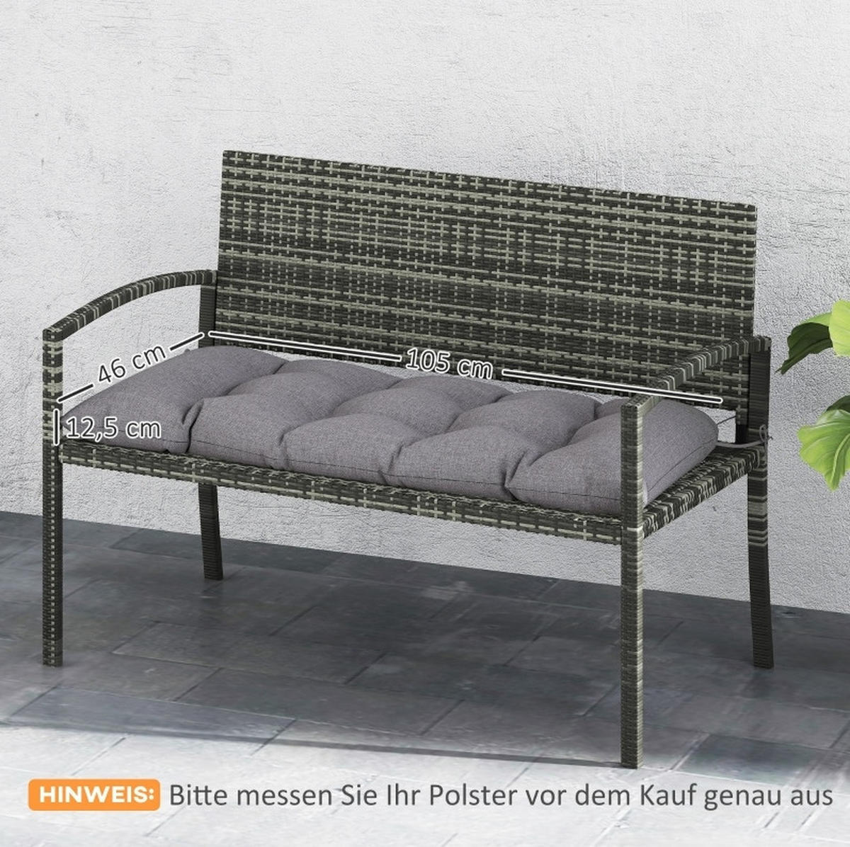 BANKAUFLAGE aus Polyester 105x46x12,5 cm in Grau mit Befestigungsbändern - Grau, Textil (46/12.5/105cm) - Modfu