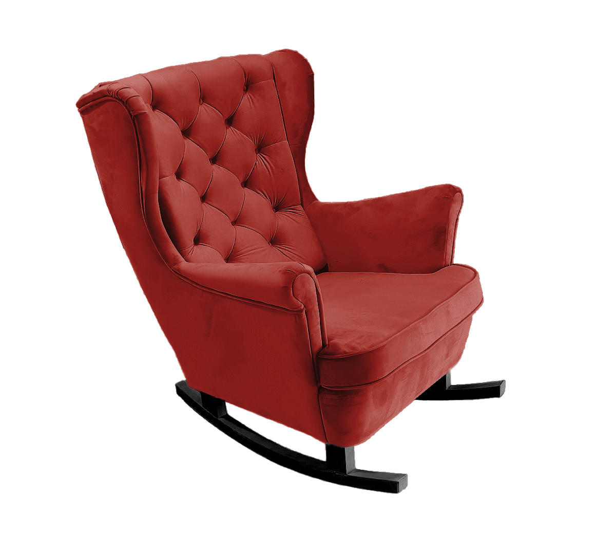SCHAUKELSESSEL mit gepolstertem Sitz und Armlehnen, 102x81x95 cm, Burgunderrot_29834 - Schwarz/Dunkelrot, Holz/Textil (81/102/95cm) - DomoHome