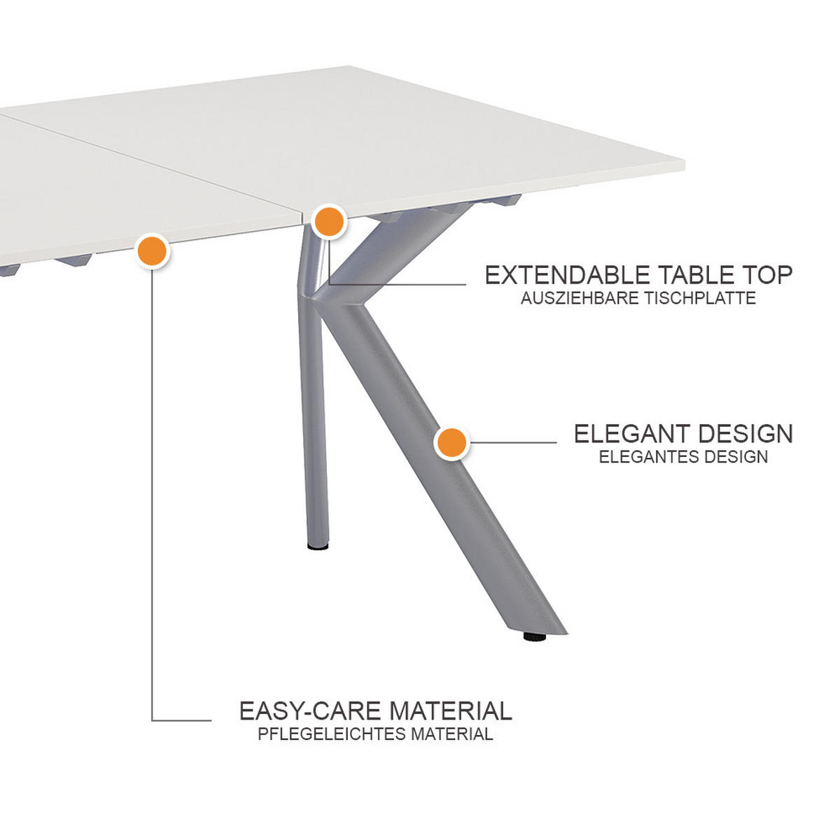 ESSTISCH Trill Weiß/Grau 140 x 90 cm ausziehbar - Weiß/Grau, Holzwerkstoff (90/140/76cm) - Vicco