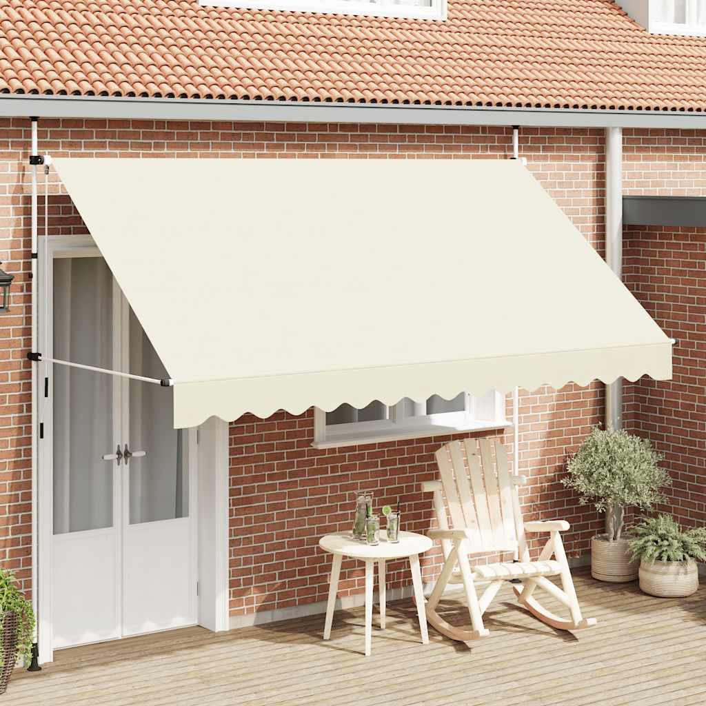 EINZIEHBARE Markise Handbetrieben 350 cm Cremeweiß - Creme, Textil (350/1/1cm) - furnicato
