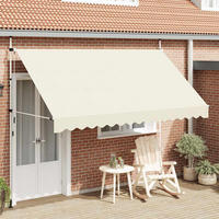 EINZIEHBARE Markise Handbetrieben 350 cm Cremeweiß - Creme, Textil (350/1/1cm) - furnicato