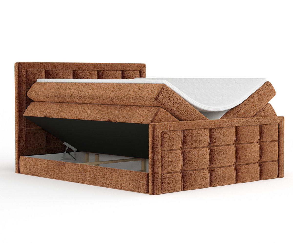 BOXSPRINGBETT Ambrosia Kupferfarbe 200/200 cm - Schwarz/Kupferfarben, Holz/Holzwerkstoff (200/200cm) - Maison de Reve