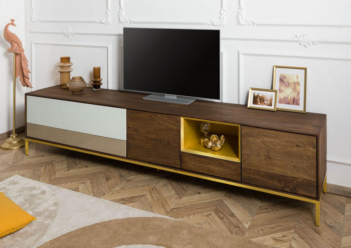 TV-BOARD Mango 240x45x55 braun geölt CHICAGO #103 - Braun, Holz (240/55/45cm) - Massivmoebel24