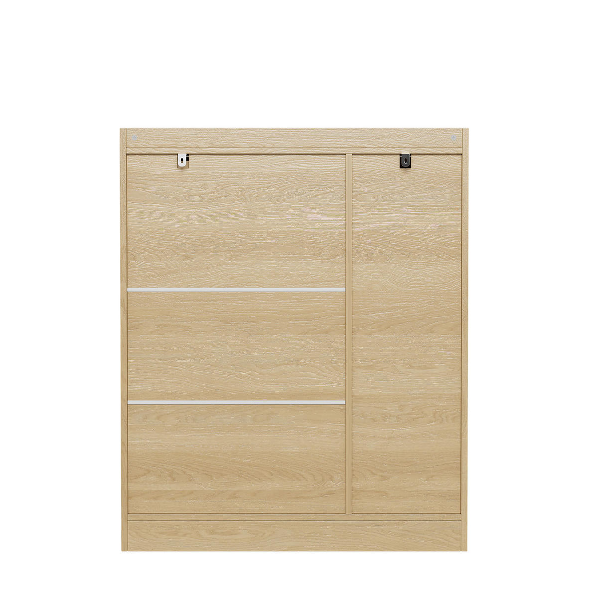 SCHUHSCHRANK Rattan Natur 3 Türen 1 Schublade 90x35x110cm - Naturfarben, Holzwerkstoff (35/110/90cm) - FLIEKS