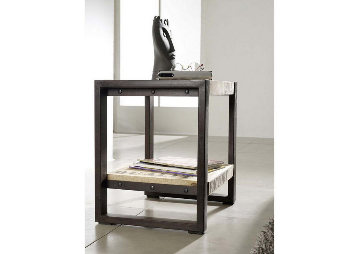 BEISTELLTISCH Mango 50x40x50 natur bedruckt FACTORY #101 - Braun, Holzwerkstoff (40/50/50cm) - Massivmoebel24