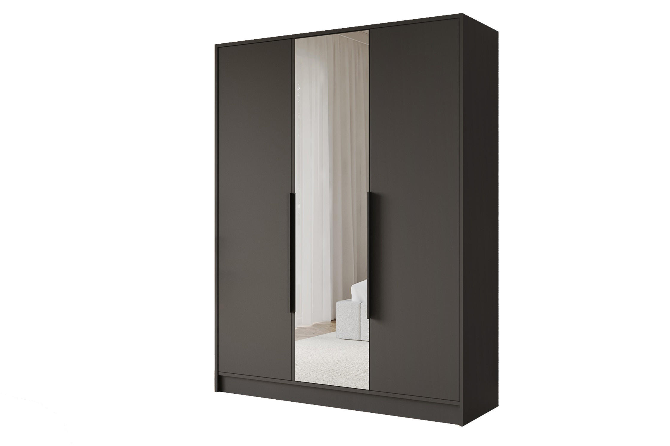 Altdecor Kleiderschrank Schwarz, Schwarz Hochglanz 150x200x51 cm