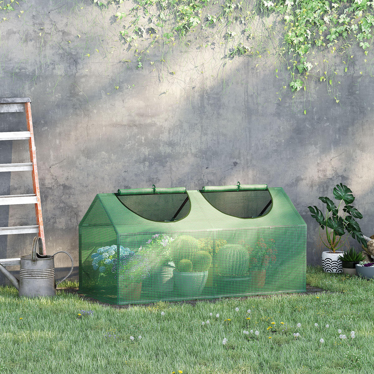 FOLIENGEWÄCHSHAUS, Grün, PE, Stahl - Grün, Kunststoff (60/60/120cm) - Outsunny