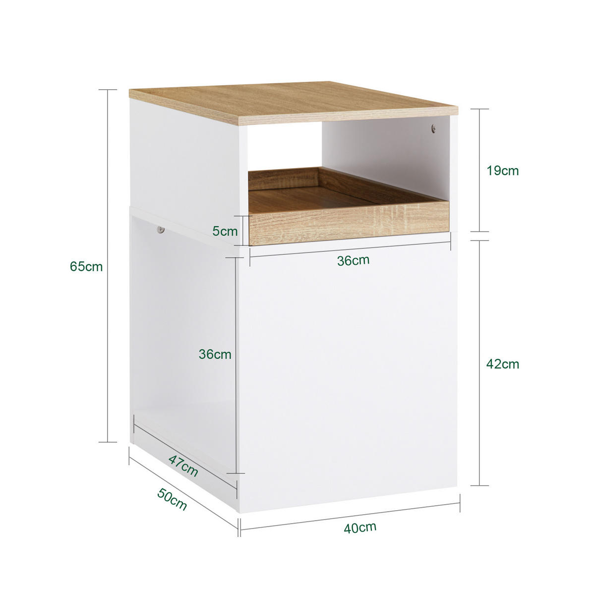 ROLLCONTAINER Weiß-Natur - Weiß, Holzwerkstoff (40/65/50cm) - SoBuy