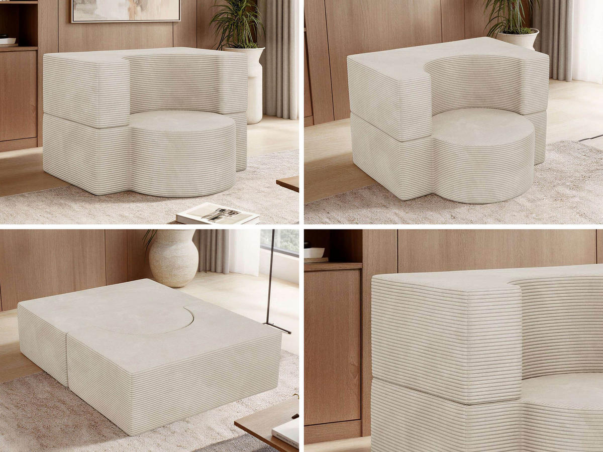 1-SITZER BODENSOFA SANOA - Creme Cord - Creme, Textil (100/68/96cm) - MKS