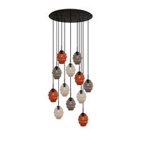 GALERIELEUCHTE Echos 12-flammig Mehrfarbig Ø 18cm - Multicolor/Schwarz, Glas (18/18/20cm) - s.luce