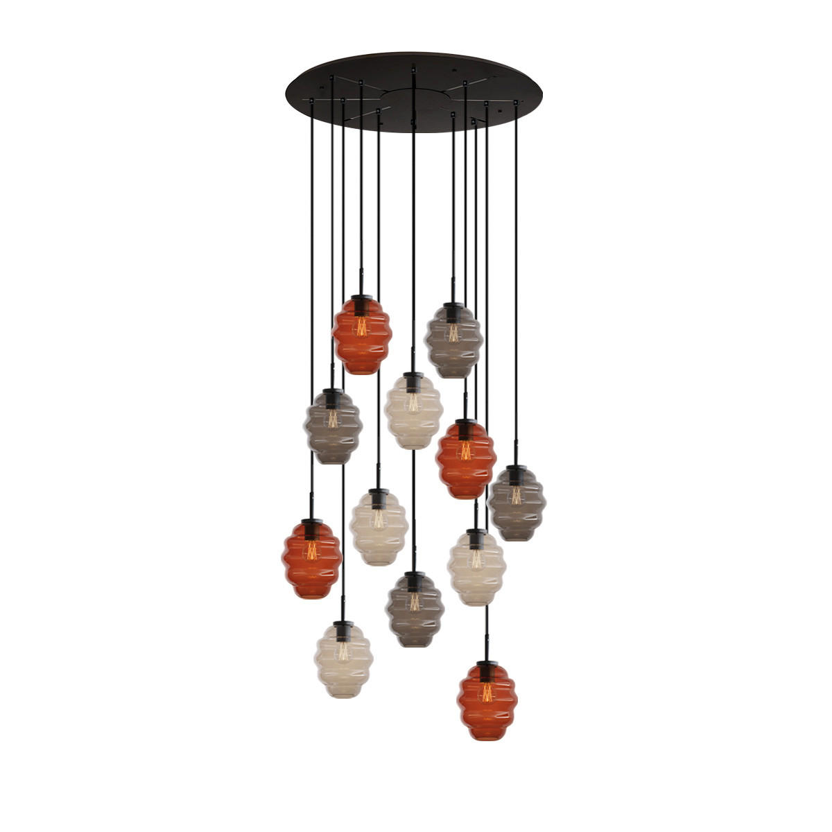 GALERIELEUCHTE Echos 12-flammig Mehrfarbig Ø 18cm - Multicolor/Schwarz, Glas (18/18/20cm) - s.luce