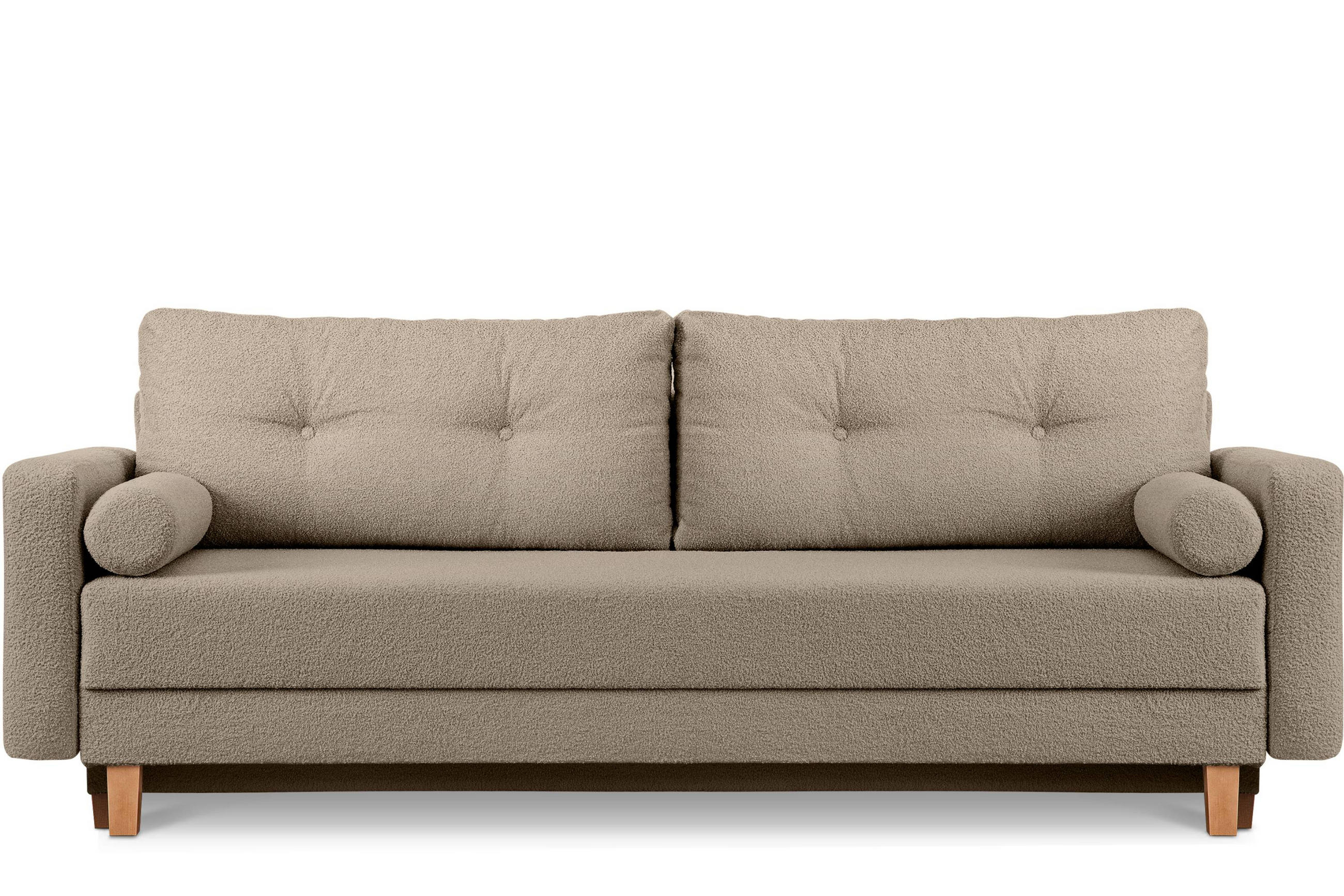 3-SITZER-SCHLAFSOFA ERISO mit weiche Sitzfläche und hohe Rückenlehne, Bouclé-Stoff, braun - Braun, Textil (220/80/100cm) - KONSIMO®