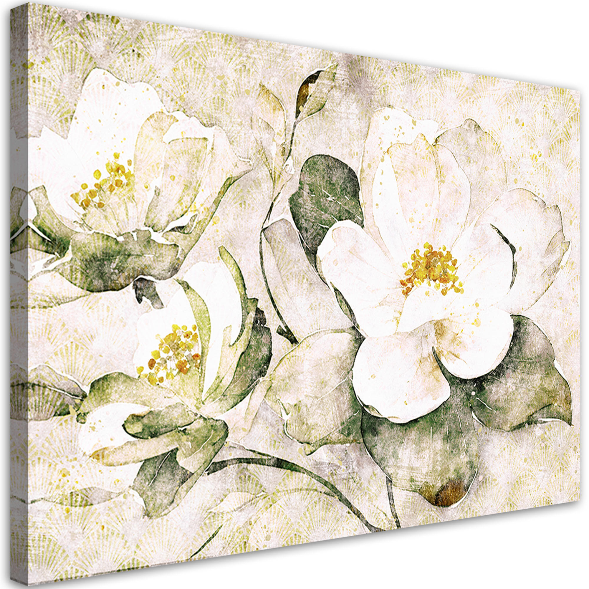 WANDBILD weiße blumen natur - Weiß, Textil (60/40cm) - Feeby