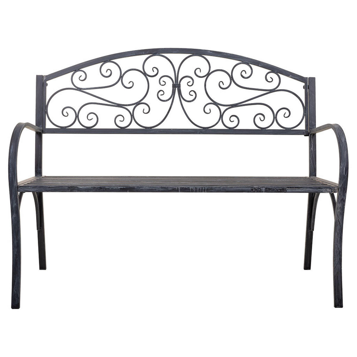 BANK aus Metall, grau, 123x53x91cm - Grau, Metall (153/91/53cm) - Wanderlust