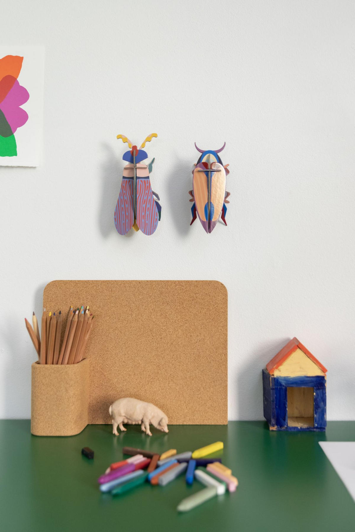 WANDDEKO Gestreifter Käfer 5/16 cm - Multicolor, Wellpappe (5/16/9cm) - KUNSTLOFT