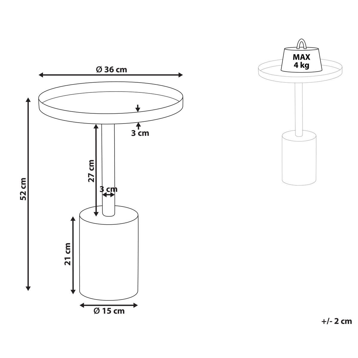 BEISTELLTISCH Metall/Marmor gold/weiß rund 36 cm Camelo - Goldfarben/Weiß, Metall (36/36/52cm) - Beliani