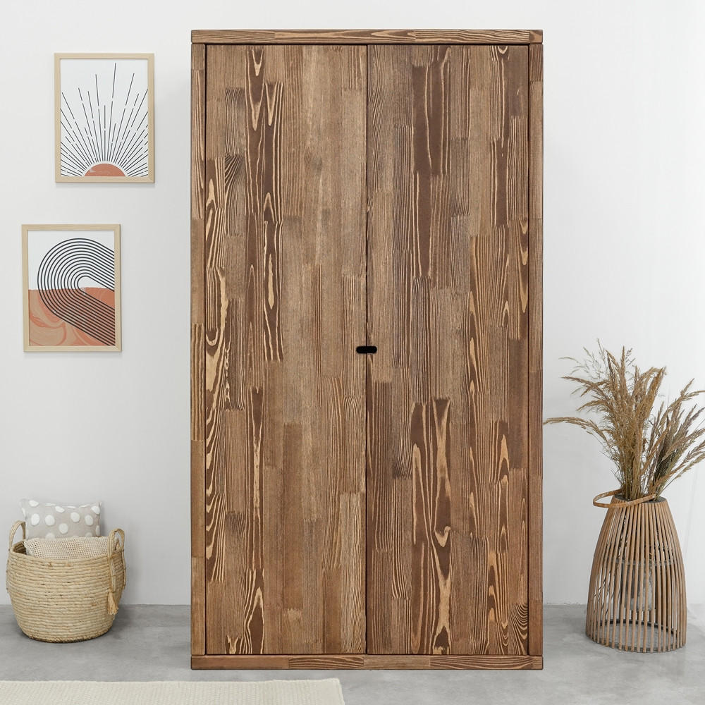 KLEIDERSCHRANK aus Massivholz MARIKA - Dunkelbraun, Holz (100/184/60cm) - Seart