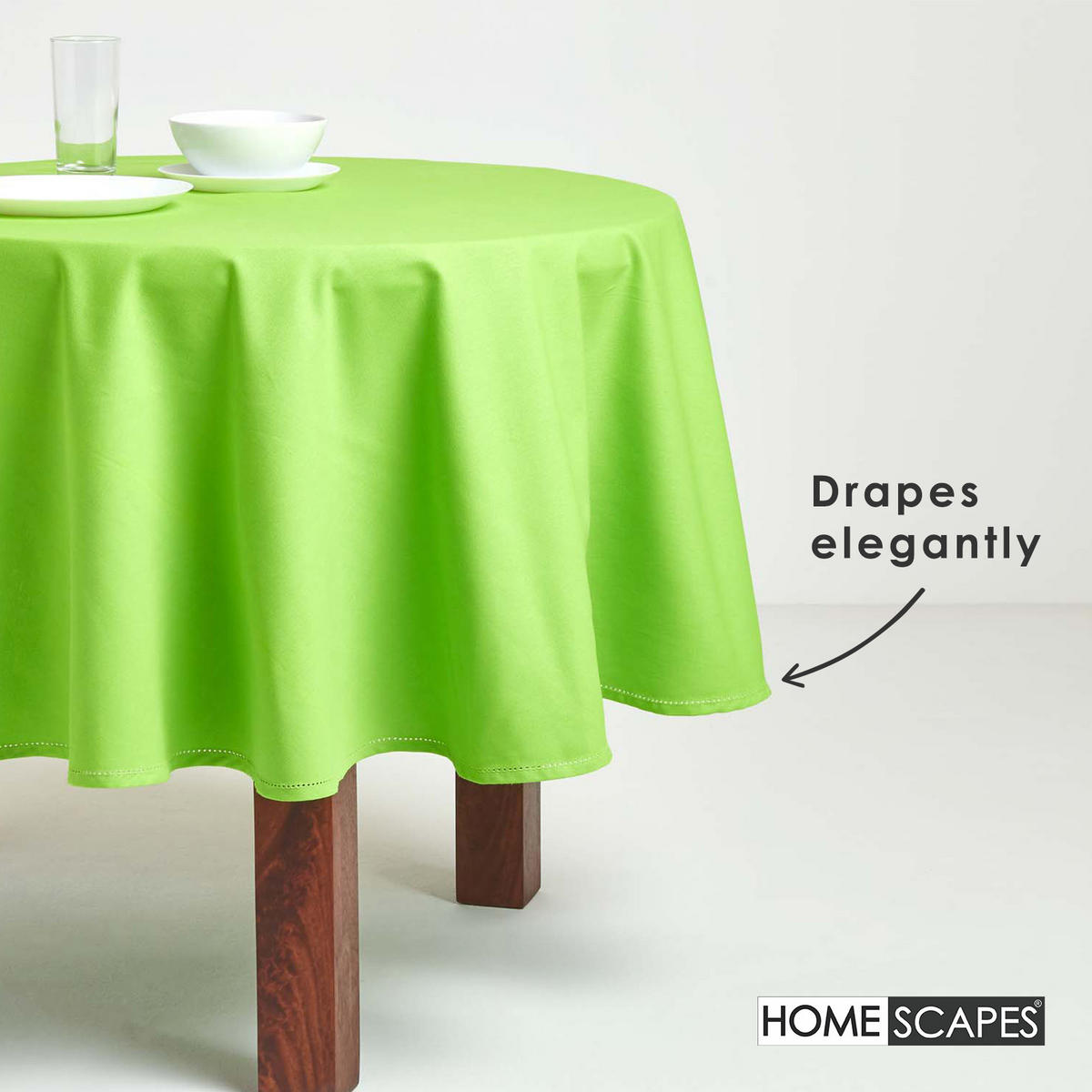 TISCHDECKE limette rund 178 cm, 100% Baumwolle - Limette, Textil (178/178cm) - Homescapes