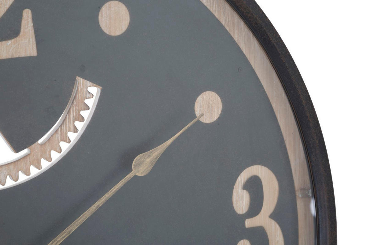 WANDUHR Xxx, schwarz und braun, Eisen, MDF und Glas, 67 x 6,5 x 67 cm - Schwarz/Braun, Glas/Holzwerkstoff (67/67/6.5cm) - Mauro Ferretti