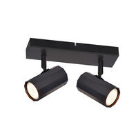 DECKENSTRAHLER Inga 2-flammig 26/11/3 cm - Schwarz, Metall (26/11/3cm) - Nettlife