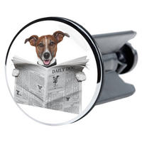 WASCHBECKENSTÖPSEL Newspaper - Braun, Kunststoff/Metall (4/7/7cm) - Sanilo