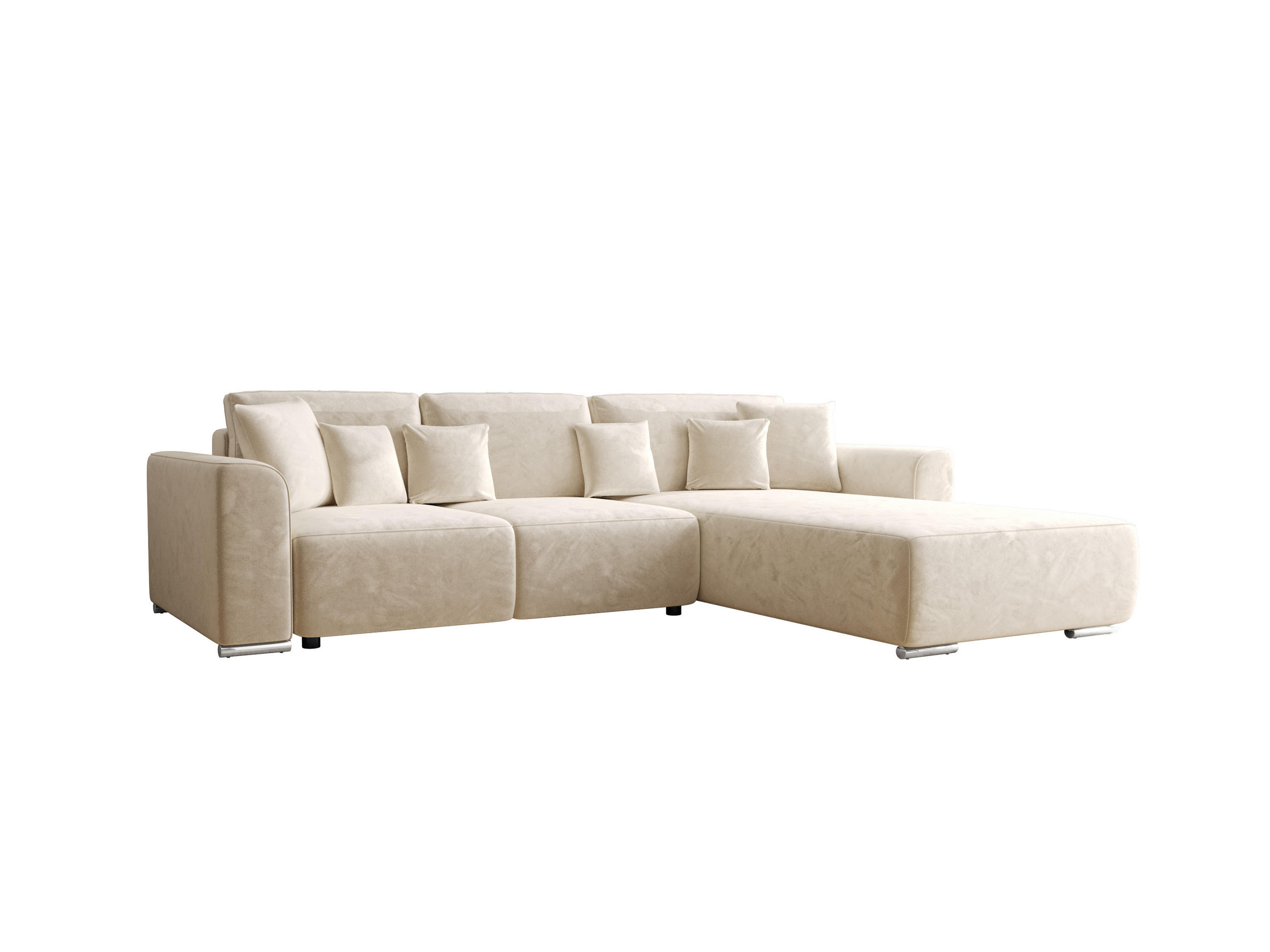 ECKSOFA GUSTO L Monolith 02 Rechts mit Schlaffunktion - Creme, Textil (279/193cm) - Bedante