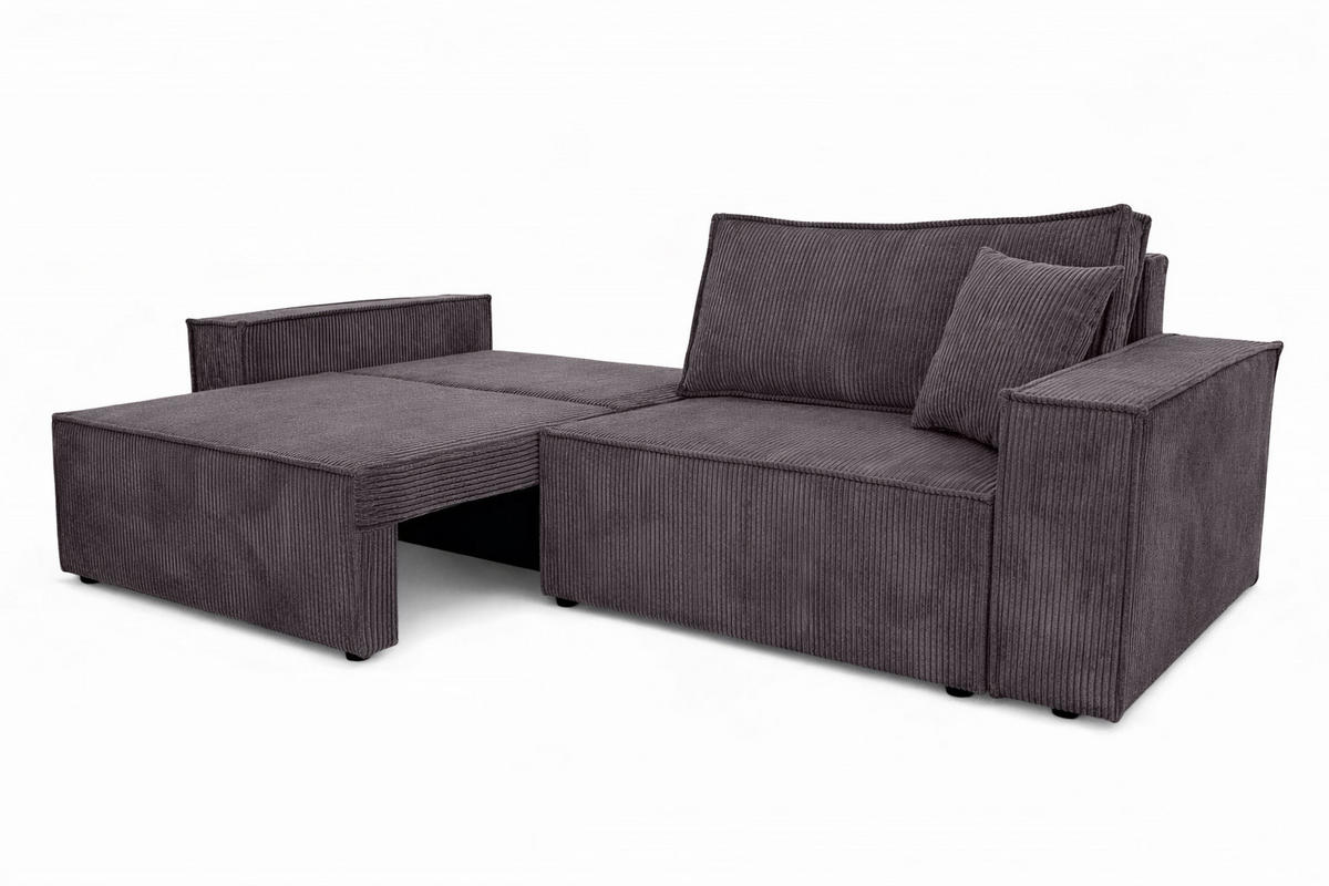 SOFA Mit Schlaffunktion Und Bettkasten, Cordstoff Poso, Dunkelgrau, BEST SCORNER - Dunkelgrau, Holz (245/83/90cm) - Kaiser Möbel