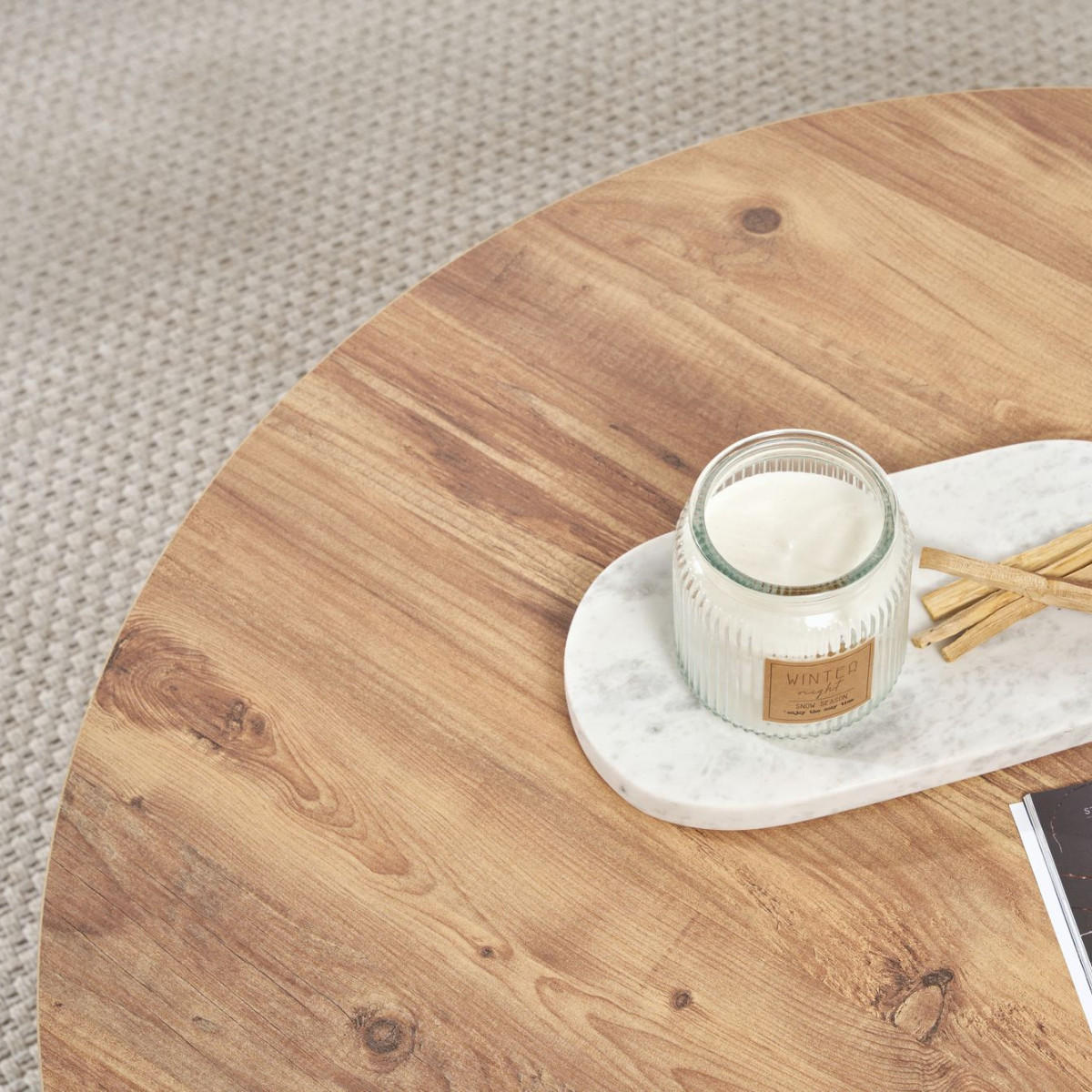 COUCHTISCH mit abgerundeter Platte - soleil 90/90/40 cm - Kieferfarben, Holzwerkstoff (90/90/40cm) - Calicosy