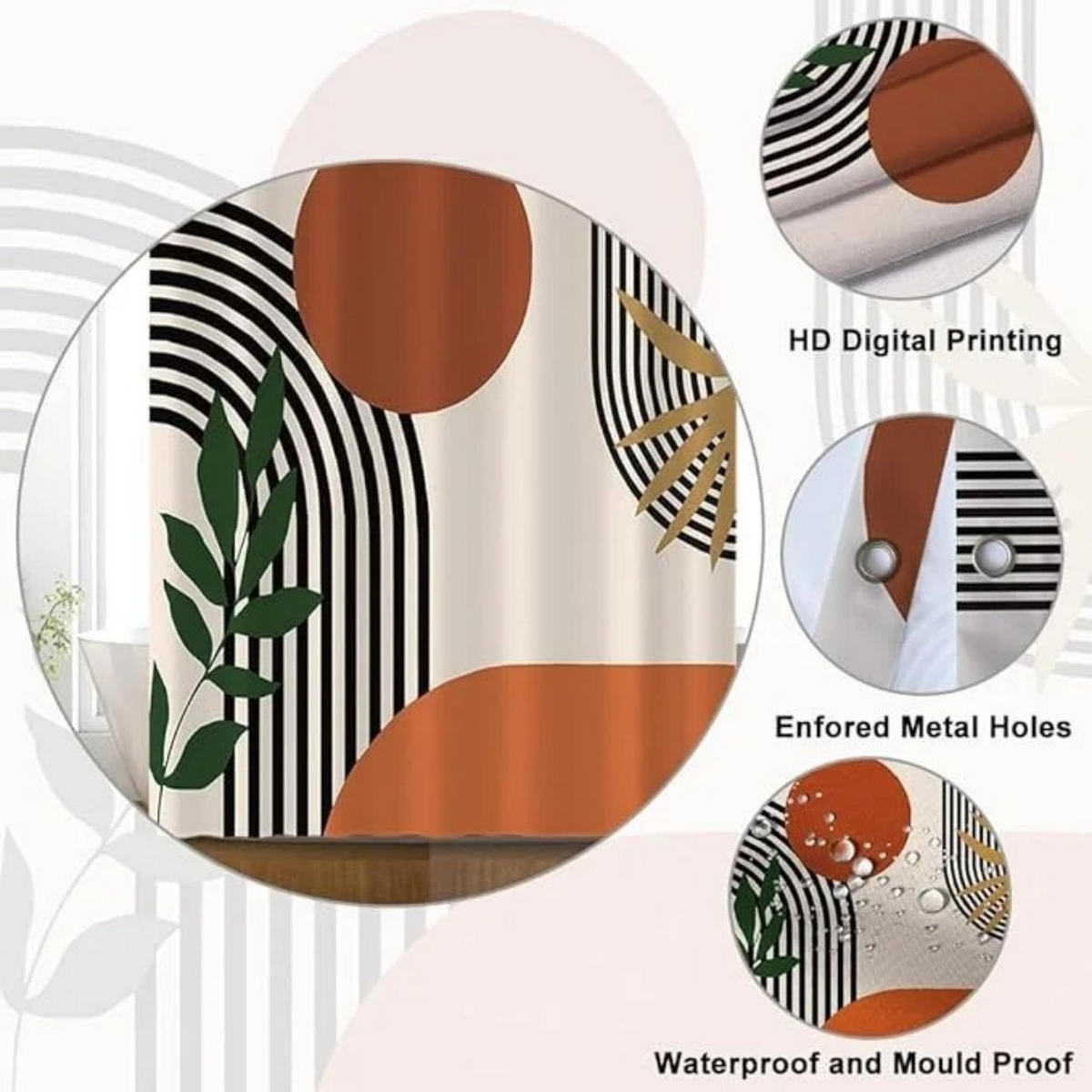 DUSCHVORHANG Schwarz 120 x 180 cm abstrakt modern minimalistisch schimmelresistent wasserdicht waschbar - Multicolor, Textil (120/180cm) - MCBOSON